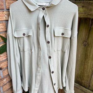 Altar'd State Green Relaxed Shirt Jacket